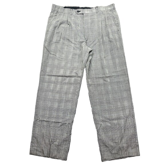 Vtg Burberrys 37x30.5 Gray Glenn Plaid Wool Pleated Old Money Mens Suit Trousers - Picture 1 of 15